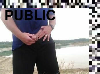 Public Masturbation with a Beautiful Scenery of a Lake out here in Bear Country while camping alone
