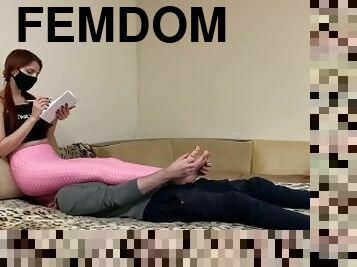 Sofi In Pink Leggings Fullweight Facesitting Ignore Femdom and Makes Her Chair Slave Massage Her Fee