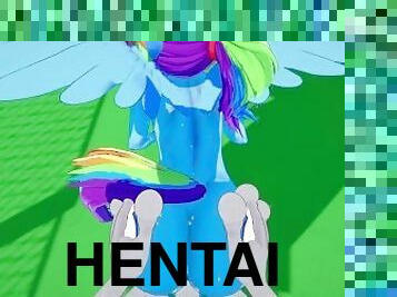 Pokemon My Little Pony Yaoi Furry - POV Rainbow Dash suck and is fucked by Mewtwo
