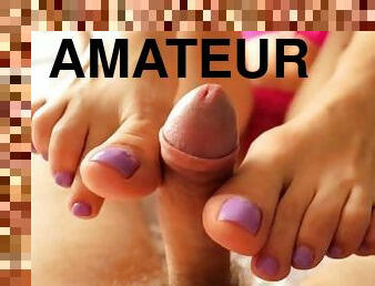 PERFECT FOOTJOB AND HANDJOB - CUM ON SEXY FEET