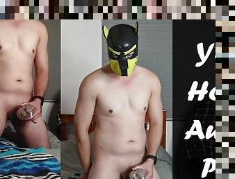 Horny Hot Aussie pup works this fleshlight for you and moans softly not to wake up housemates