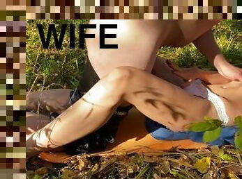 My wife really wanted sex and asked her to fuck in the forest on a walk