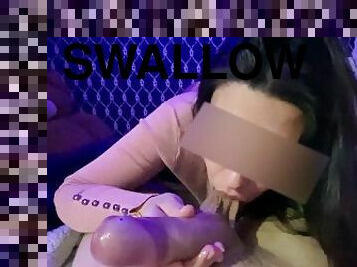 I tried to swallow all his cum at first but it ended up leaking