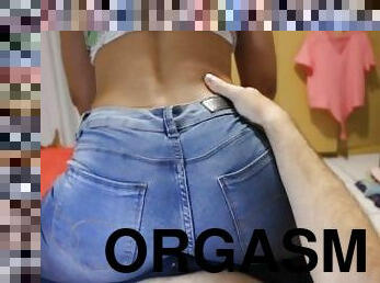 traseiros, estilo-cão, orgasmo, amador, babes, tiro-ao-alvo, pov, meias-calças, ejaculação, apertado