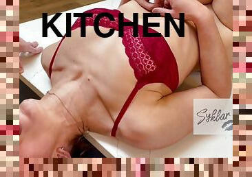 Tight Pussy Licked And Fucked Hard By Big Dick In The Kitchen With Cum Shot