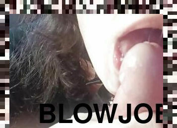 Licking my bf cock and he cum on my tongue