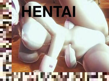 asiático, culo, tetas-grandes, mamada, chorro-de-corrida, polla-enorme, anime, hentai, 3d, clase