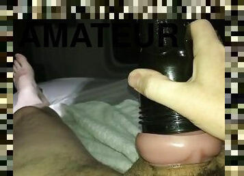 Slow masturbation with Fleshlight while I watch porn. Huge cum load