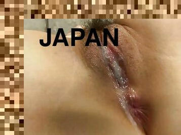 Japanese chick gets her pretty face and both holes filled with cum by a group of guys