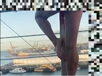 Courtney Starr Teases in Her Skin Tight Red Dress and Strips Down To Nothing on Rooftop Balcony