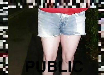 ? Girl Pees Her Shorts Again Walking In Public After the Car Wetting!