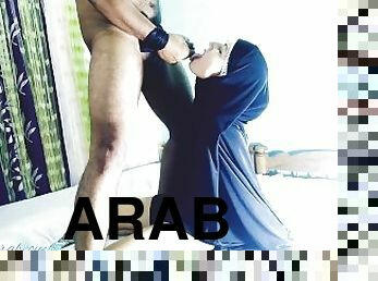 Deep Rough Face Fucked and Balls Sucking By Arab Hijab Wife - Cum Mouth Happy Ending