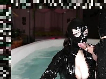 Cristal Kinky in Latex Handjob and Blowjob in pool Preview