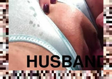 Husband licking fat pussy closeup
