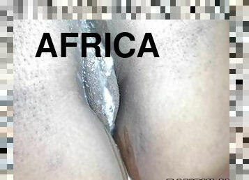 Big African twat fucked in doggystyle and creampied