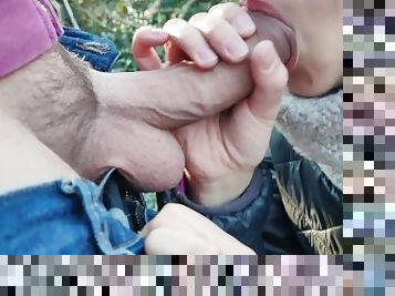 RISKY FUCK IN THE PARK. Caught me twice with his cock in my mouth. PUBLIC CREAMPIE  OUTDOOR PART 1
