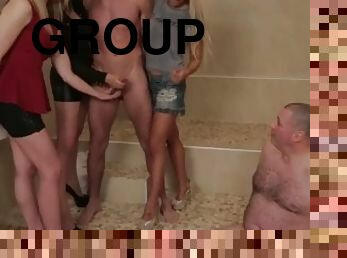 CFNM sph domina humiliating small cock loser in group