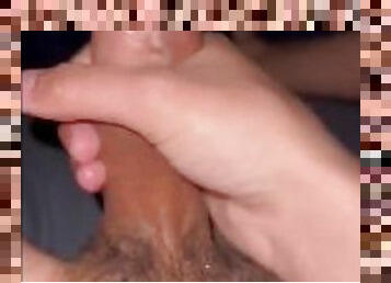 I lube my uncut dick with my spit so I can cum all over myself