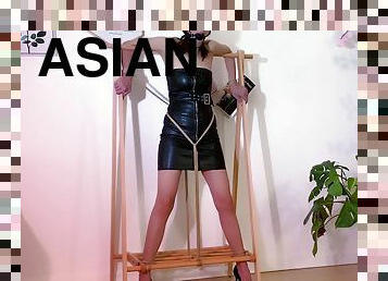 Asian Girl Gagged And Blindfolded In Leather Dress