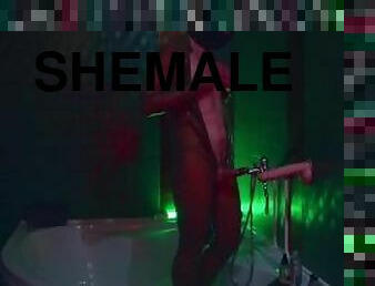 Shemale Latex Hands Free Cum Bath Anal Play