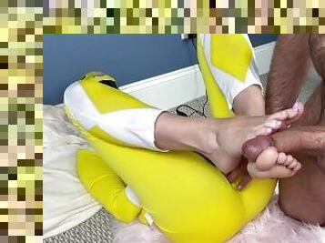 Trailer - Yellow Power Ranger gets pink toes fucked for cumshot