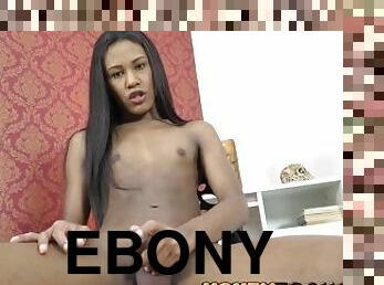 Petite Ebony Trans Teen Strokes And Anal Toys