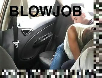 I give my boyfriend a wonderful blowjob in the back seat of the Uber