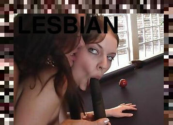 Horny Girls Do It On The Pool Table With A Dildo