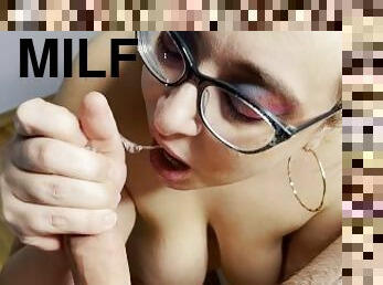 POV Curvy Milf in Glasses Sucks and Titty Fucks Big Dick - Vanessa L Summers