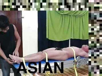 Asian Boy Lorenzo Bound and Tickled