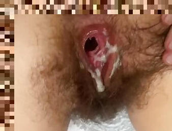 mabalahibo, labasan, pekpek-puke-pussy, baguhan, pagtitipon, creampie, pov, tamod, puwet-butt, klosap