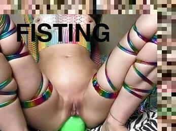 Large plug from AllNightToys full in Hotkinkyjo butt, anal fisting, gape & prolapse