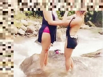 River bath with friends sexy hot ????