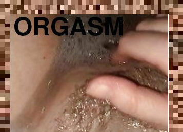 my first video upload :) masturbating my shaved pussy in a bubble bath