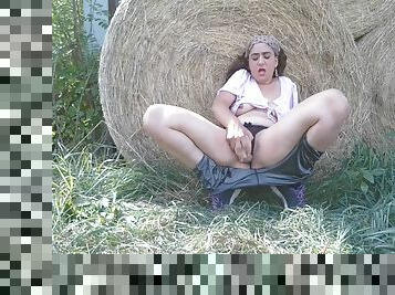 Sweet Hot Girl Fucking Hard In The Countryside On Hay Bales