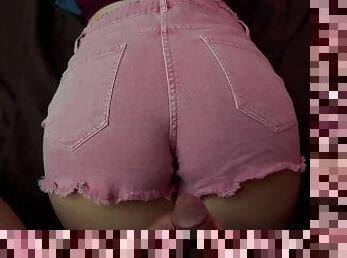 cum on a sweet big ass in jean shorts