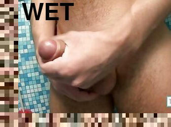 Wet Handjob After Shower! Handsome Jock Jordan Pleases Himself And Shoots A Huge Warm Load All Over!