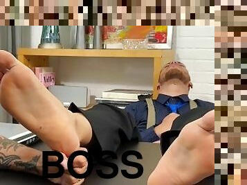 Young businessman Dan foot licked and worshipped by gay boss