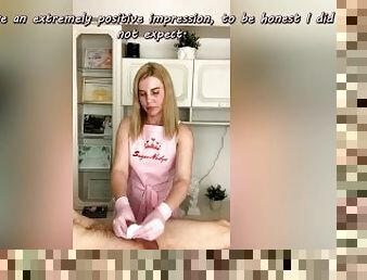 SugarNadya's regular customer couldn't stand the excitement and cum on the procedure
