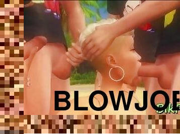 Sexy beach blowjob