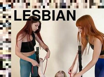 2 on 1 Lesbian Leggings Facesitting