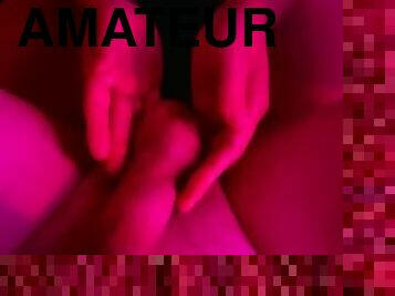 masturbation, amateur, énorme-bite, branlette, massage, point-de-vue, rasé, humide, bite