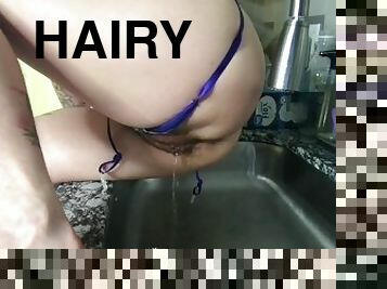 desperate pee in the sink in my lingerie during LIVE show
