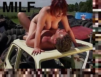 Milf Eva Fucks At A Junkyard