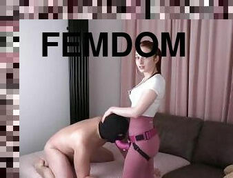 Wonderful femdom pegging session with adorable Princess