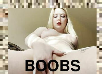 girl with big boobs masturbates her pussy