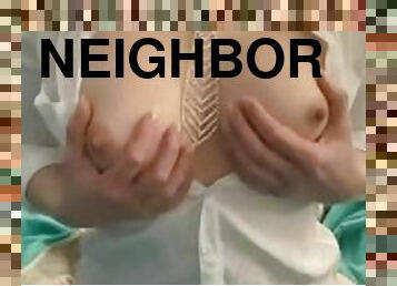 teasing my tits, trying to stay quiet so the neighbors don’t complain