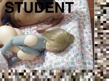 Young student runs away from university to end up fucking in a motel with her boyfriend...intense an