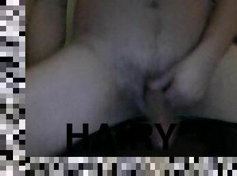 Hairy Dick man jerking on webcam. Unloads on glass table