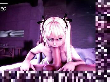 DoA Marie Rose Choking on Huge Cock Deepthroat Cought on Camera 3D Hentai SFM animation